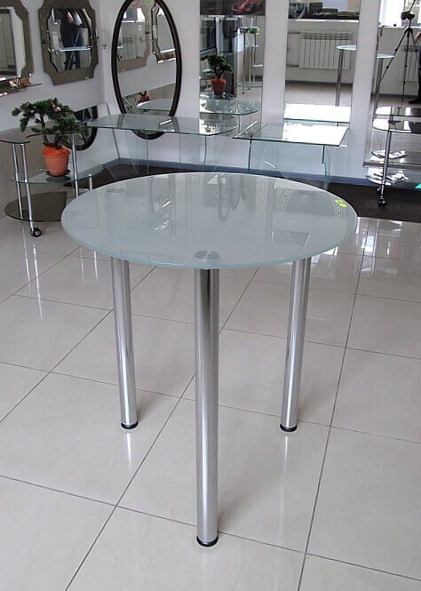 Стол обеденный, кухонный: круглая стеклянная столешница