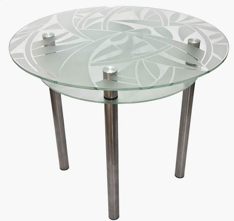 Обеденный стол: круглая стеклянная столешница
